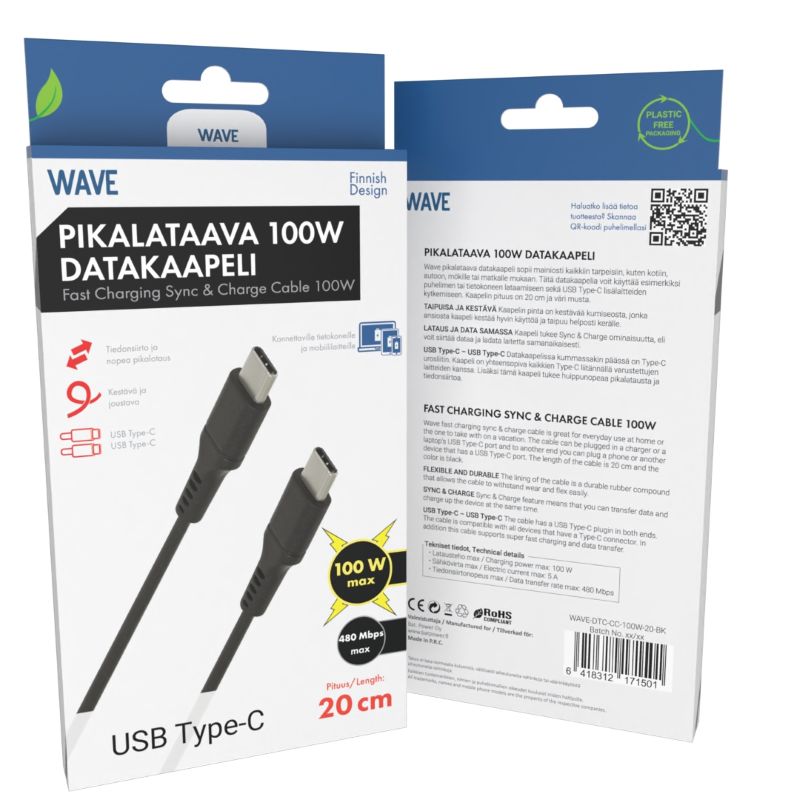 Wave 100W Datakaapeli, USB Type-C