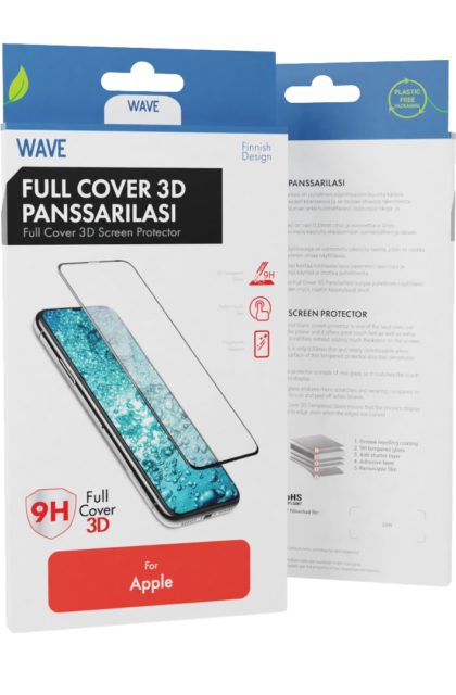 Wave 3D Panssarilasi iPhone XS, musta kehys
