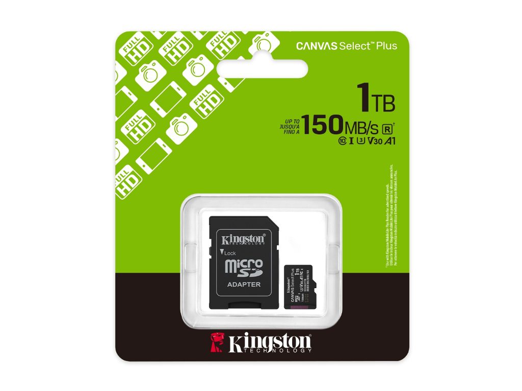 Kingston Canvas Select Plus 1TB microSDXC – V30, A1 Kingston Canvas Select Plus 1TB microSDXC muistikortti