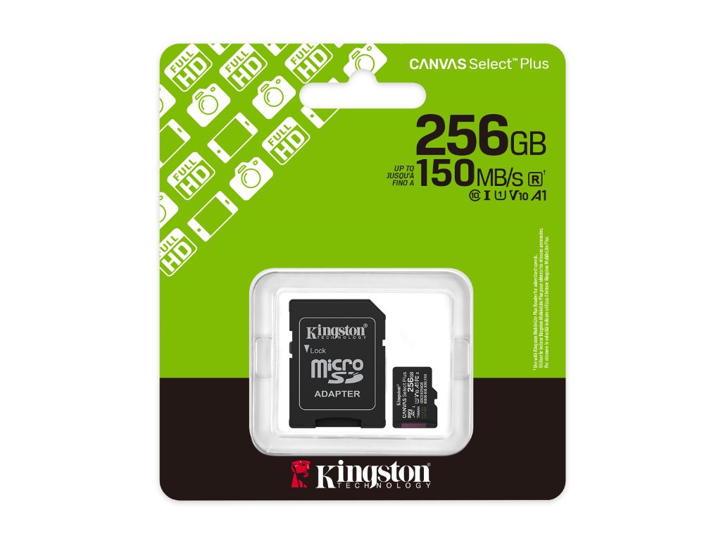 Kingston 256GB microsd muistikortti Canvas Select Plus Kingston Canvas Select Plus 256GB microSDXC – V10, A1