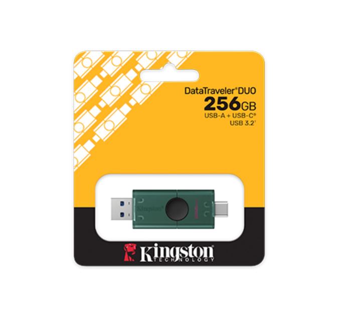 Kingston DataTraveler Duo G2 muistitikku USB-A ja USB-C 256GB Kingston DataTraveler Duo G2 256GB muistitikku USB-A ja USB-C liittimillä