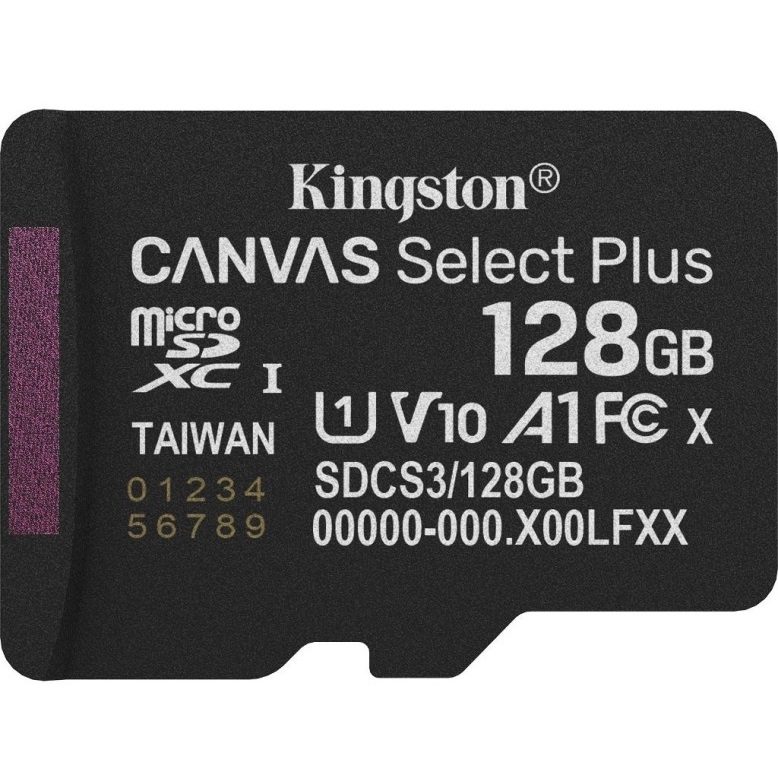 Kingston 128GB microSD muistikortti puhelimeen ja kameraan 128GB Kingston Canvas Select Plus Gen3 microSD-muistikortti