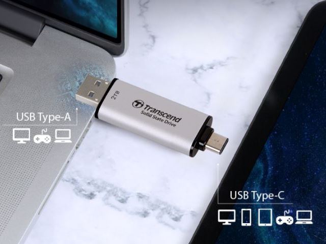 1TB ulkoinen SSD USB-C ja USB-A Transcend ESD310 ulkoinen SSD 1TB USB-C ja USB-A