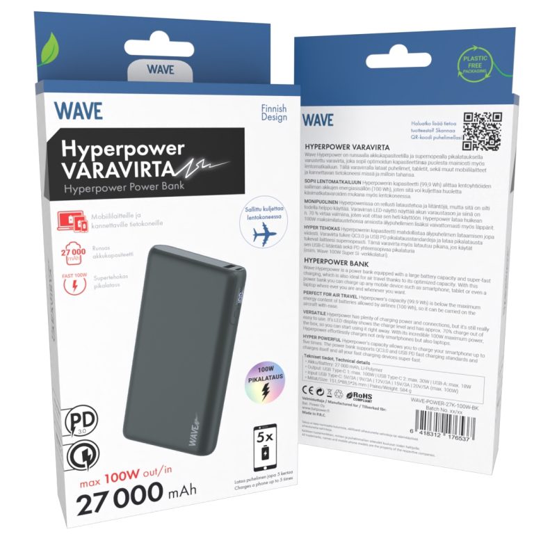 lisävirta usb-c Wave Hyperpower lisävirta 27000