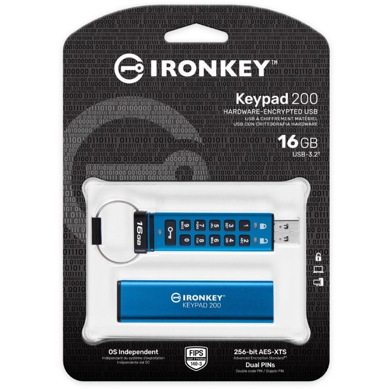 KINGSTON 16GB IronKey Keypad Kingston IronKey Keypad 200 16GB salattu USB-muisti