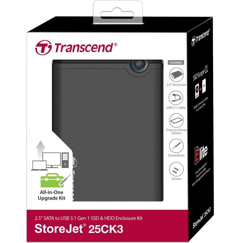 Transcend 2.5” SSD/HDD -kovalevykotelo Transcend 2.5” kovalevykotelo