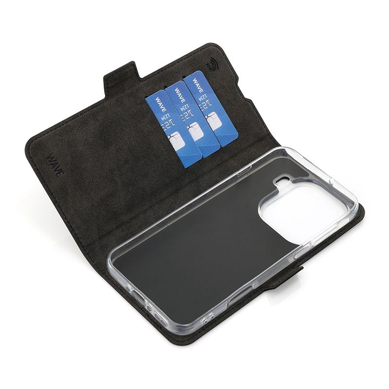 Wave Book Case Oppo Find X9 Pro Musta Wave Book Case musta suojakotelo Oppo Find X9 Pro puhelimelle.
